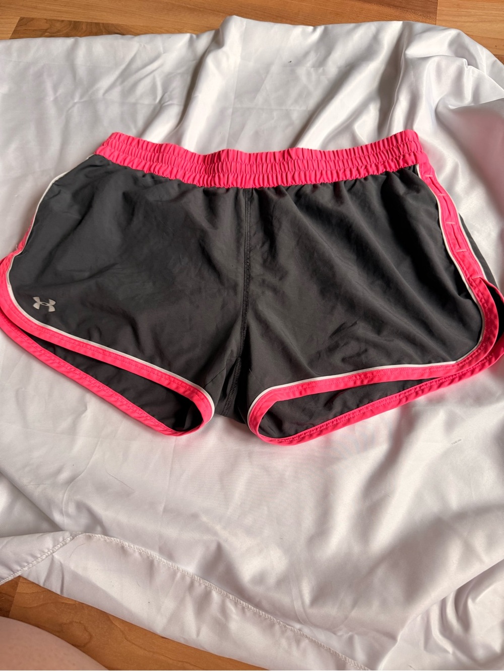 Under Armour Black Shorts with Pink Trim - Women's Athletic Running Shorts